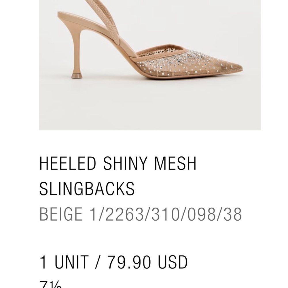Zara Heeled Mesh Slingbacks size 7 1/2